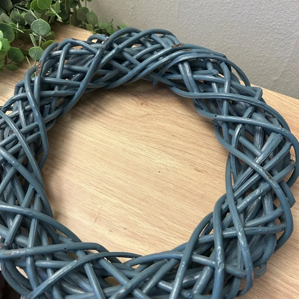 Blue Decorative Wicker Wreath - Home Holiday Accent